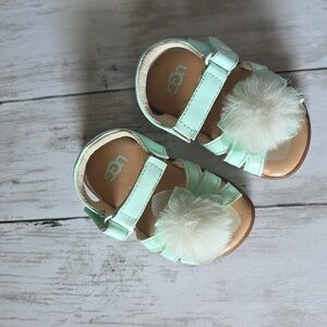 UGG Mint Kids Sandals with Fluffy Pom